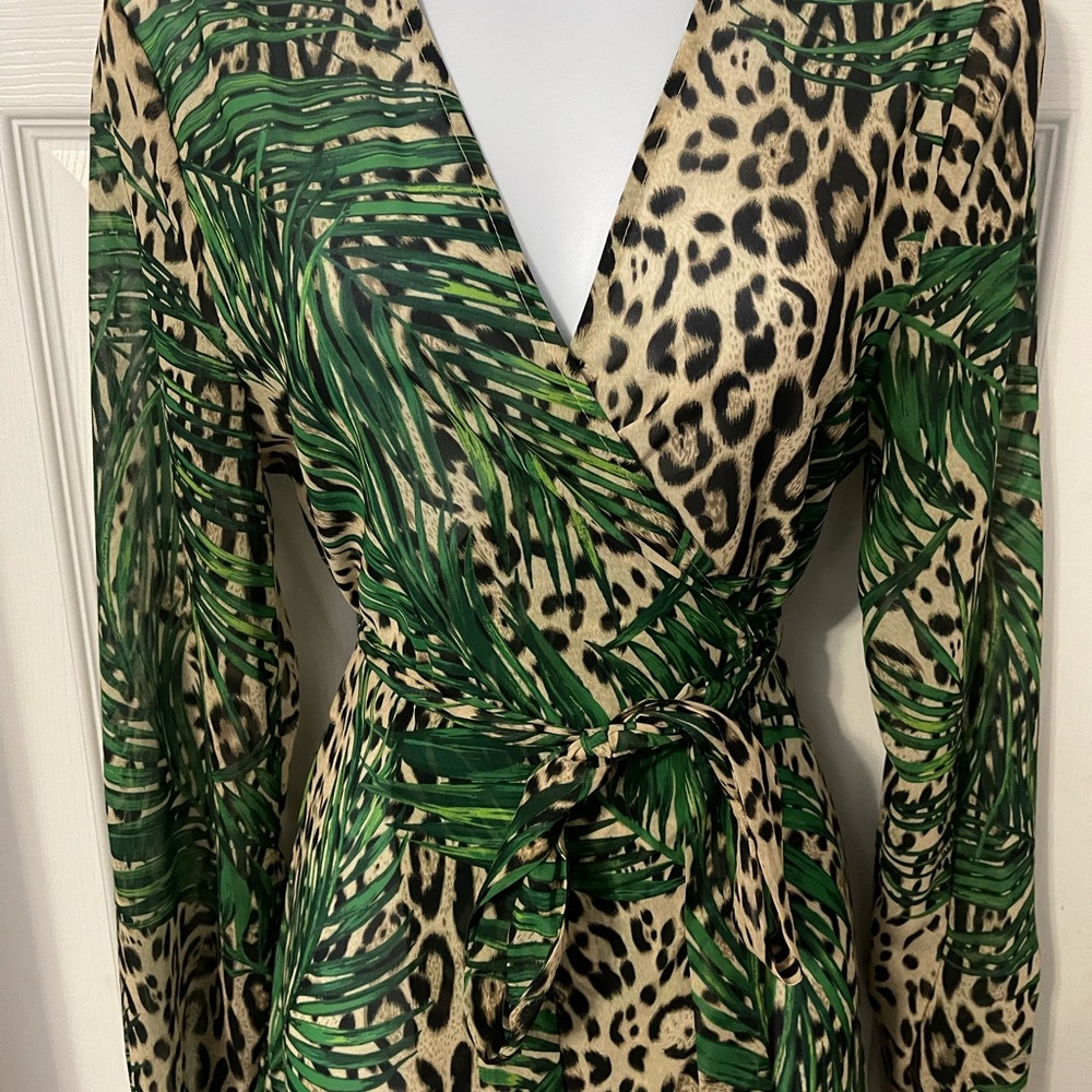 Leopard and Palm Print Maxi Dress